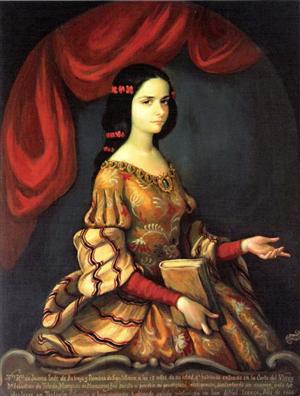 Retrato de Juana de Asbaje en 1.666, cuando tenía 15 años de edad. En ese año entró a la corte virreinal.